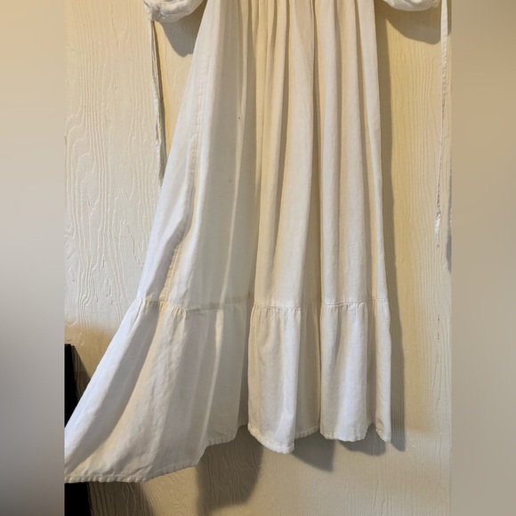 Cotton Balloon Sleeve Maxi Midi Boho Shirred Square Neckline Summer Ruffle Dress - Picture 6 of 14